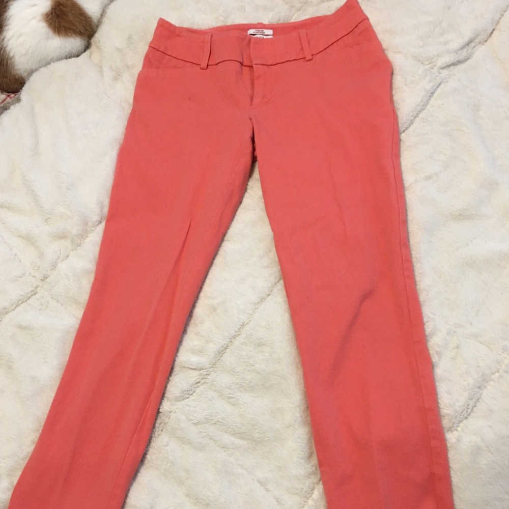 Coral colored straight leg pant